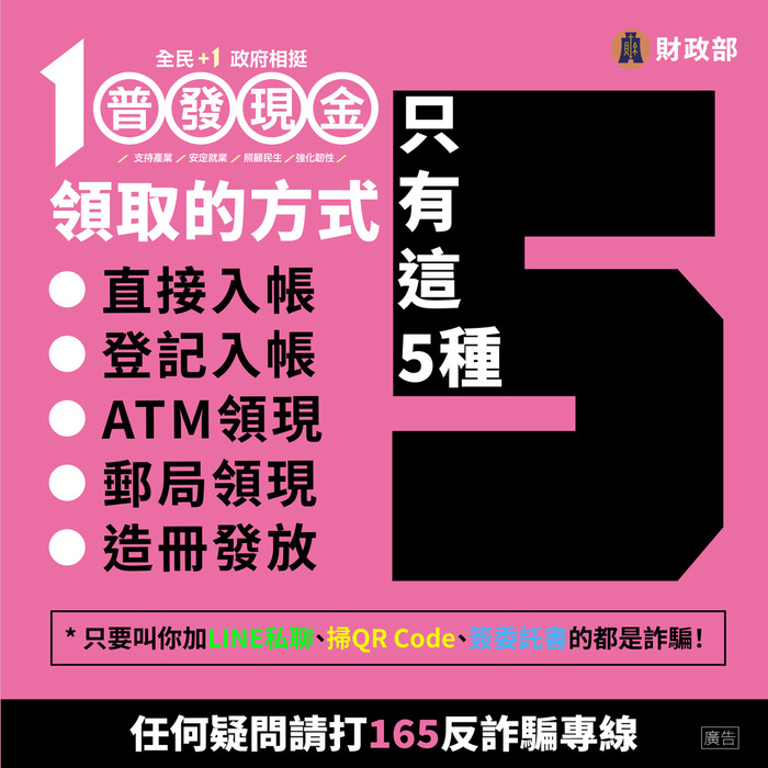 普發現金3-5種方式入帳